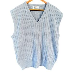 London Fog Men’s 1X Vintage Made in USA 100% Virgin Acrylic Sweater Vest Grey